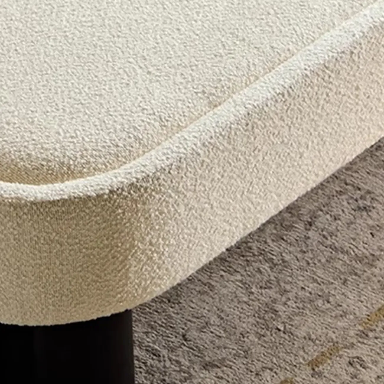 Simple White Upholstered Oval Entryway Bench Image - 8