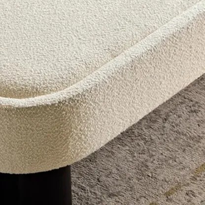 Simple White Upholstered Oval Entryway Bench Image - 8