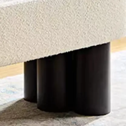 Simple White Upholstered Oval Entryway Bench Image - 9