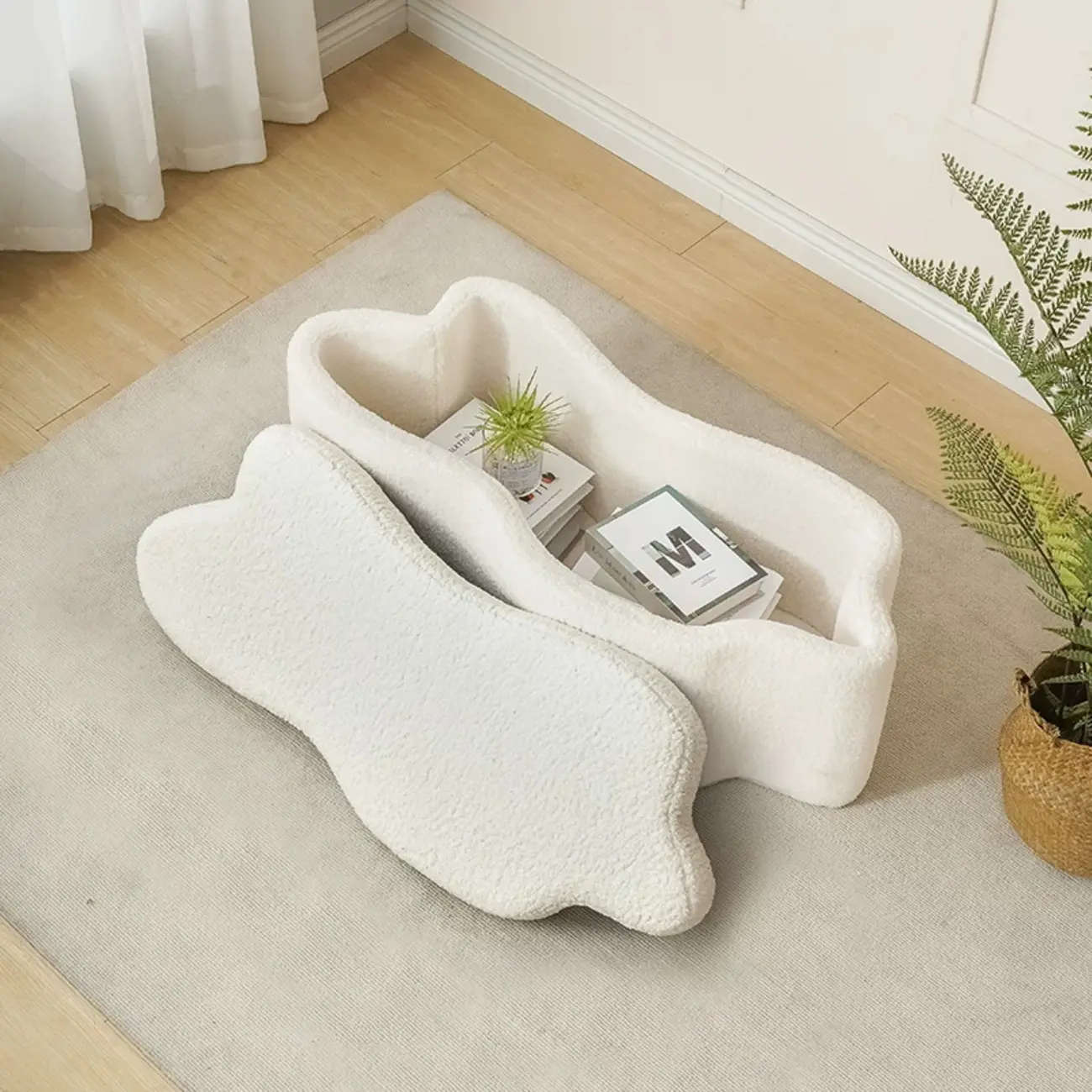 Elegant Bouclé Upholstered Bedroom Bench With Storage Image - 2 | homeyfad