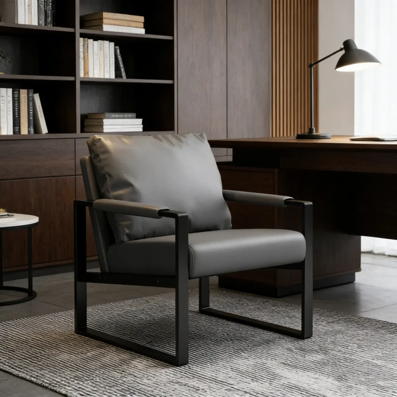 Orange Modern Pillow Back Sled Base Arm Chair Image - 3 | homeyfad