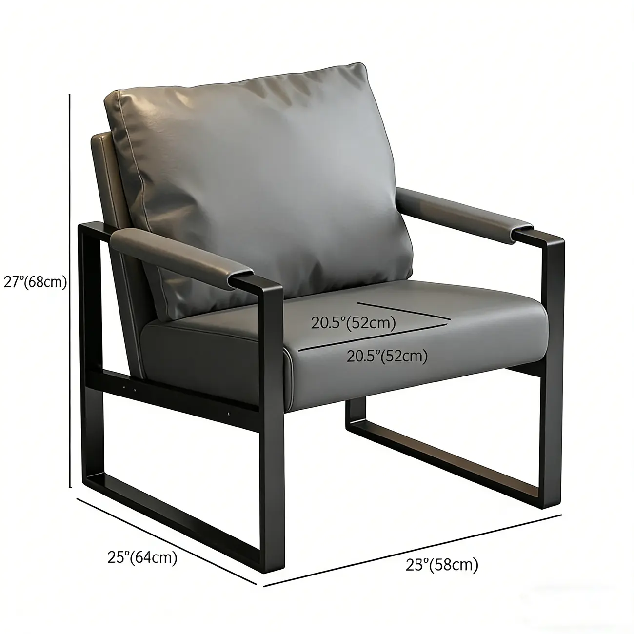 Orange Modern Pillow Back Sled Base Arm Chair #size | homeyfad