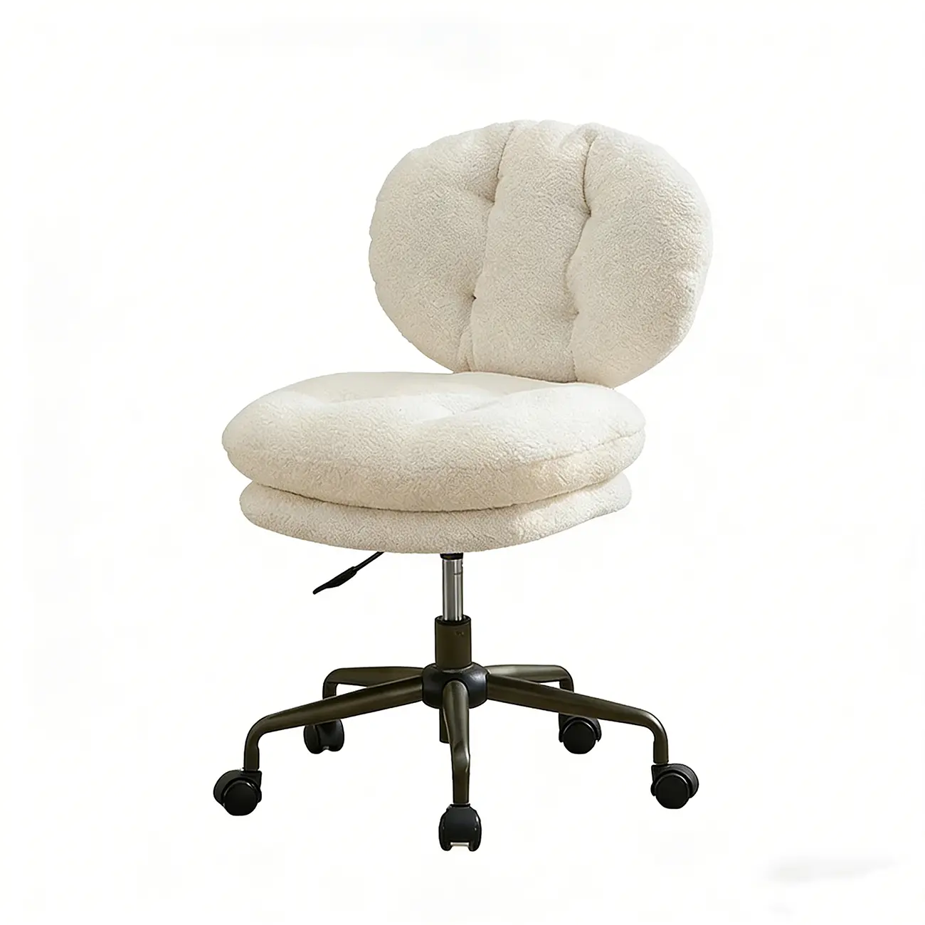 White Modern Tufted Upholstered Ergonomic Swivel Office Chair Image - 6 | homeyfad