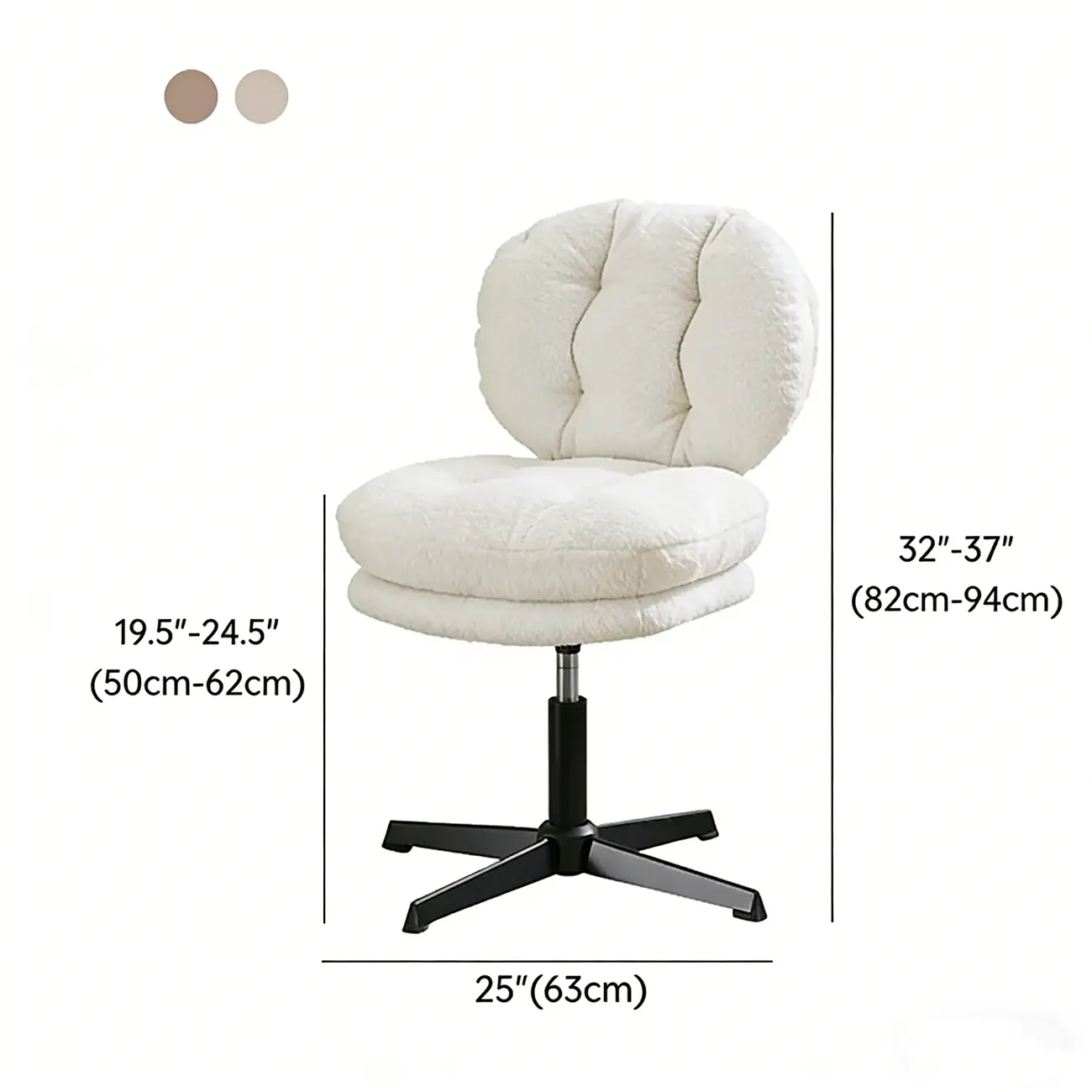 White Modern Tufted Upholstered Ergonomic Swivel Office Chair #size | homeyfad