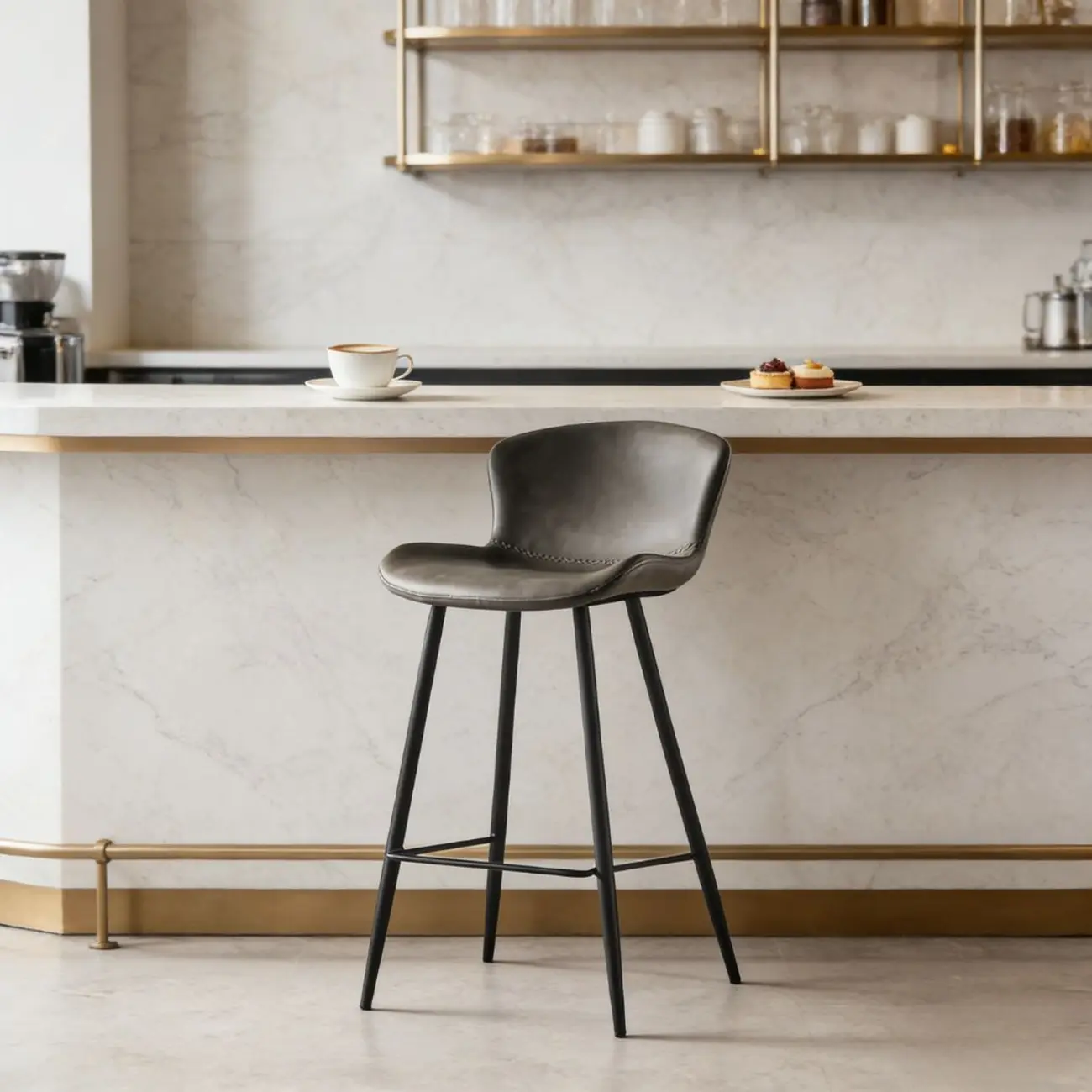 Brown Leather Saddle Seat Low Back Bar Stool Image - 5 | homeyfad