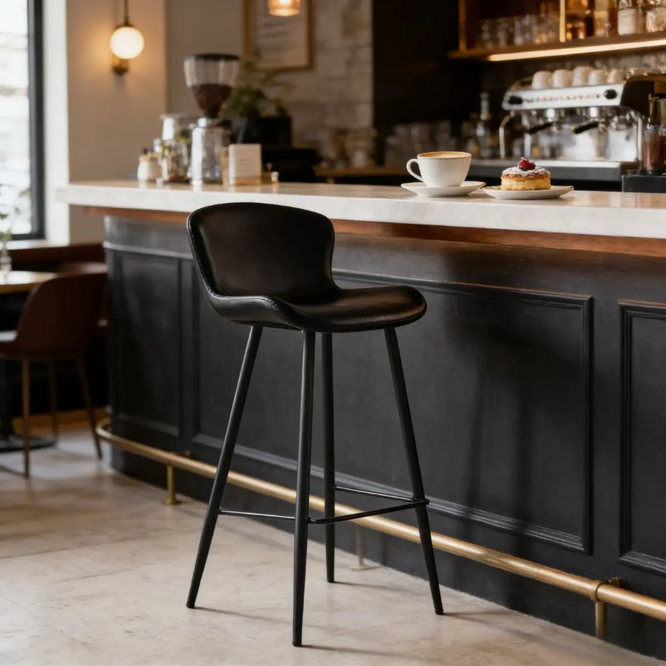 Brown Leather Saddle Seat Low Back Bar Stool Image - 7 | homeyfad