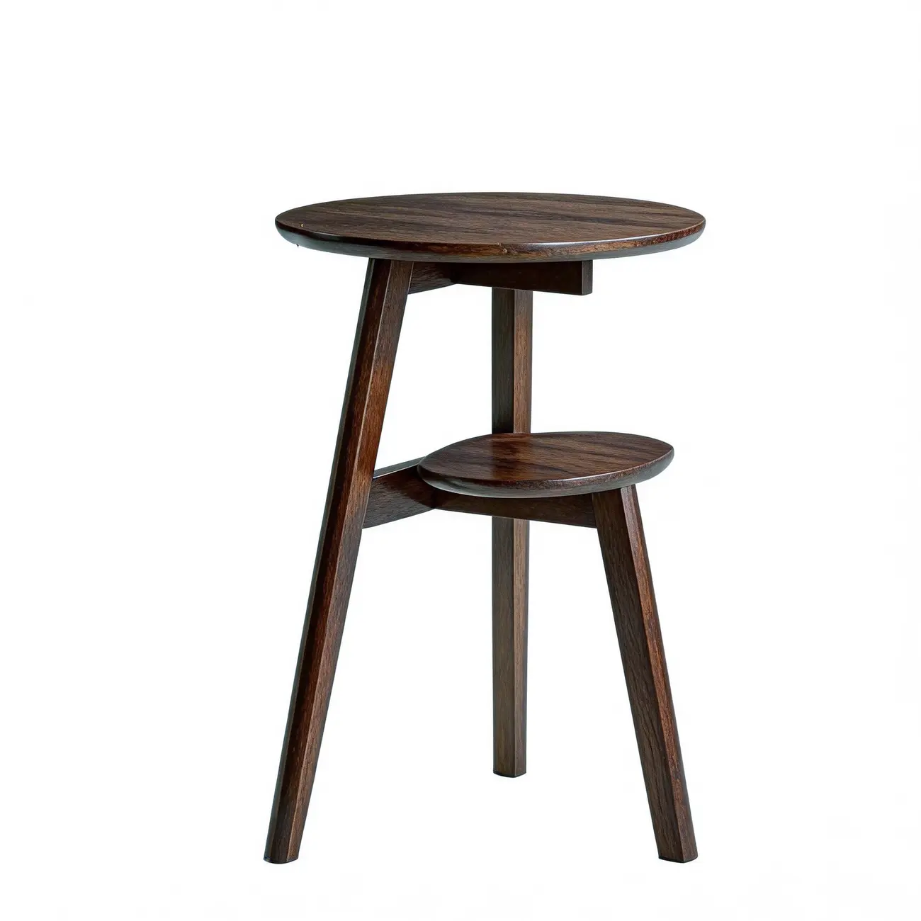 Brown Tripod Base Wood Round Side Table with Storage Image - 6 | homeyfad