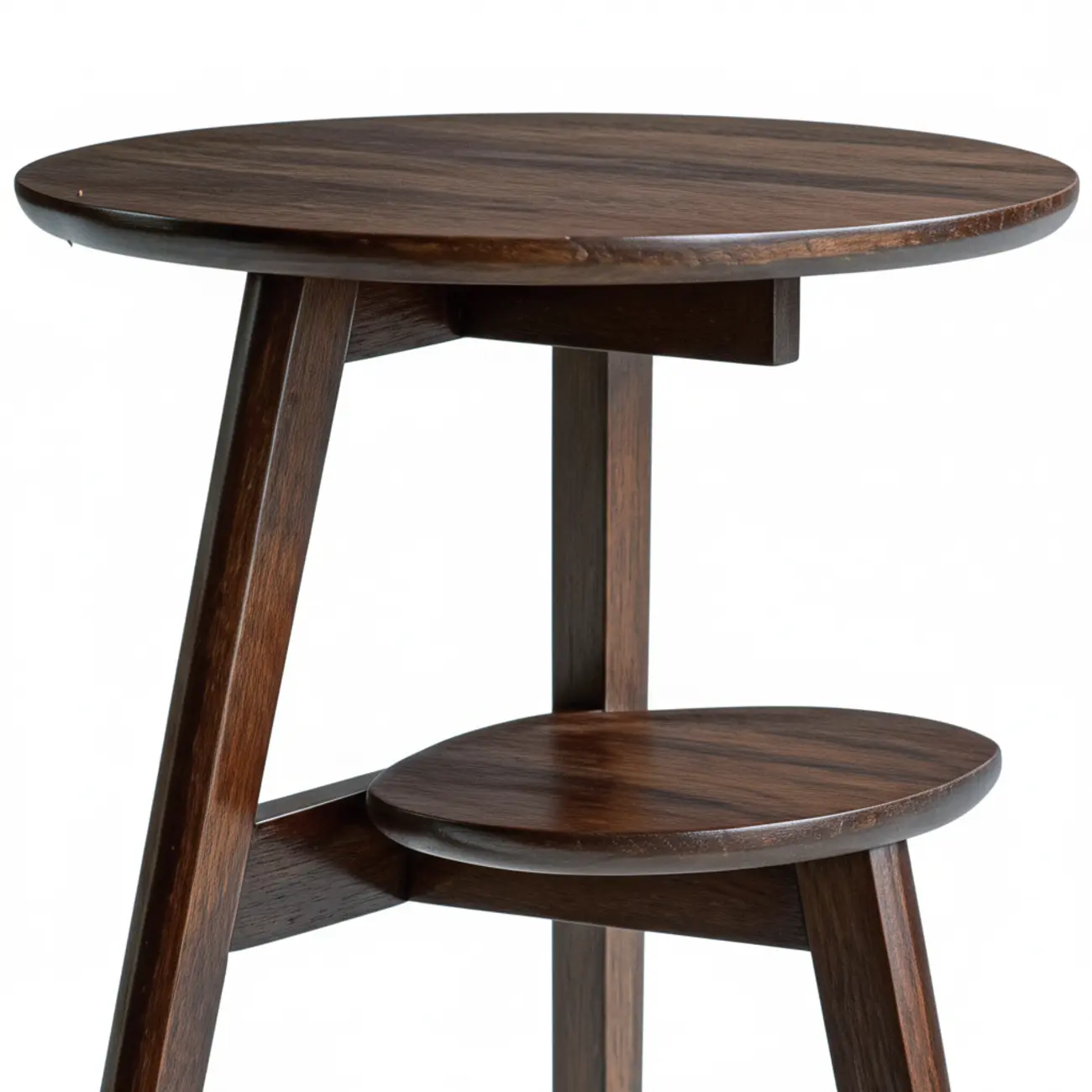 Brown Tripod Base Wood Round Side Table with Storage Image - 7 | homeyfad