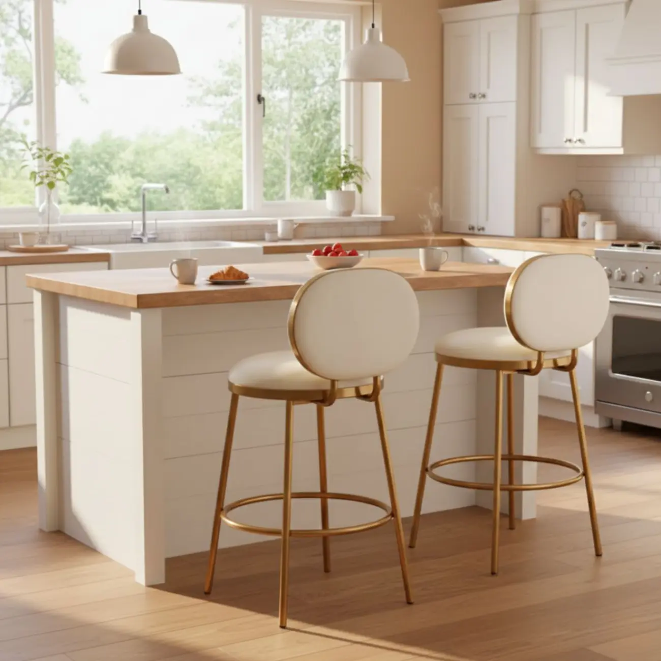 Modern 4-Leg Metal Faux Leather Upholstered Bar Stools Image - 2 | homeyfad