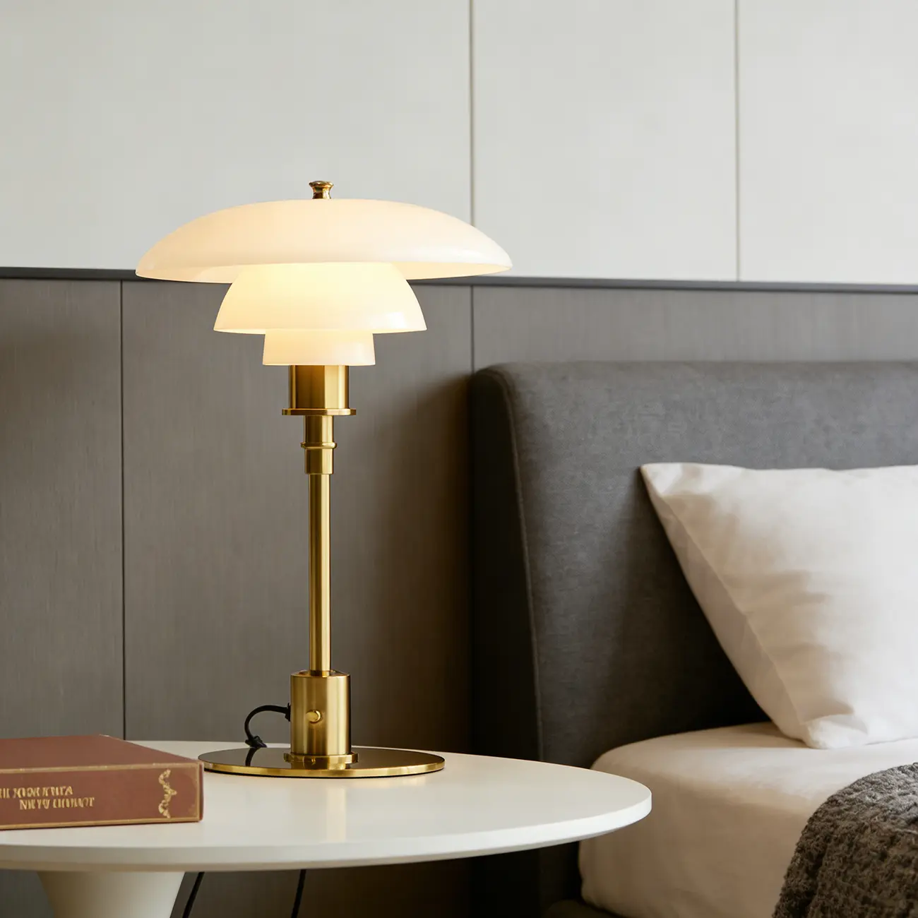 Standard Glass 3 Layers Amber Top Shade LED Table Lamp Image - 3 | homeyfad