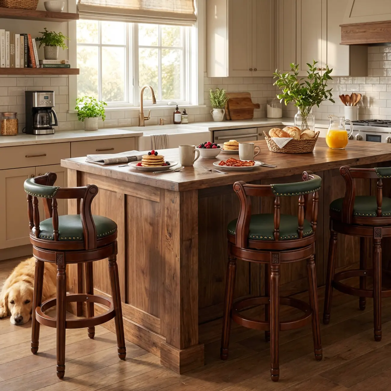 Swivel Counter Height Bar Stools in Genuine Leather & Walnut Solid Wood Image - 8 | homeyfad