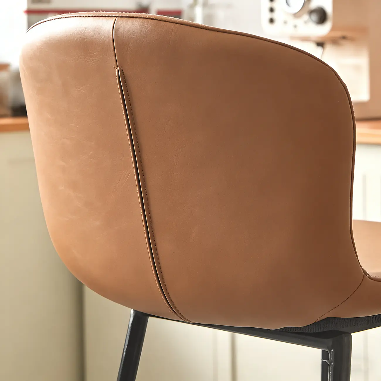 Modern Metal Frame Leather Cushion Low Back Bar Stool Image - 8 | homeyfad