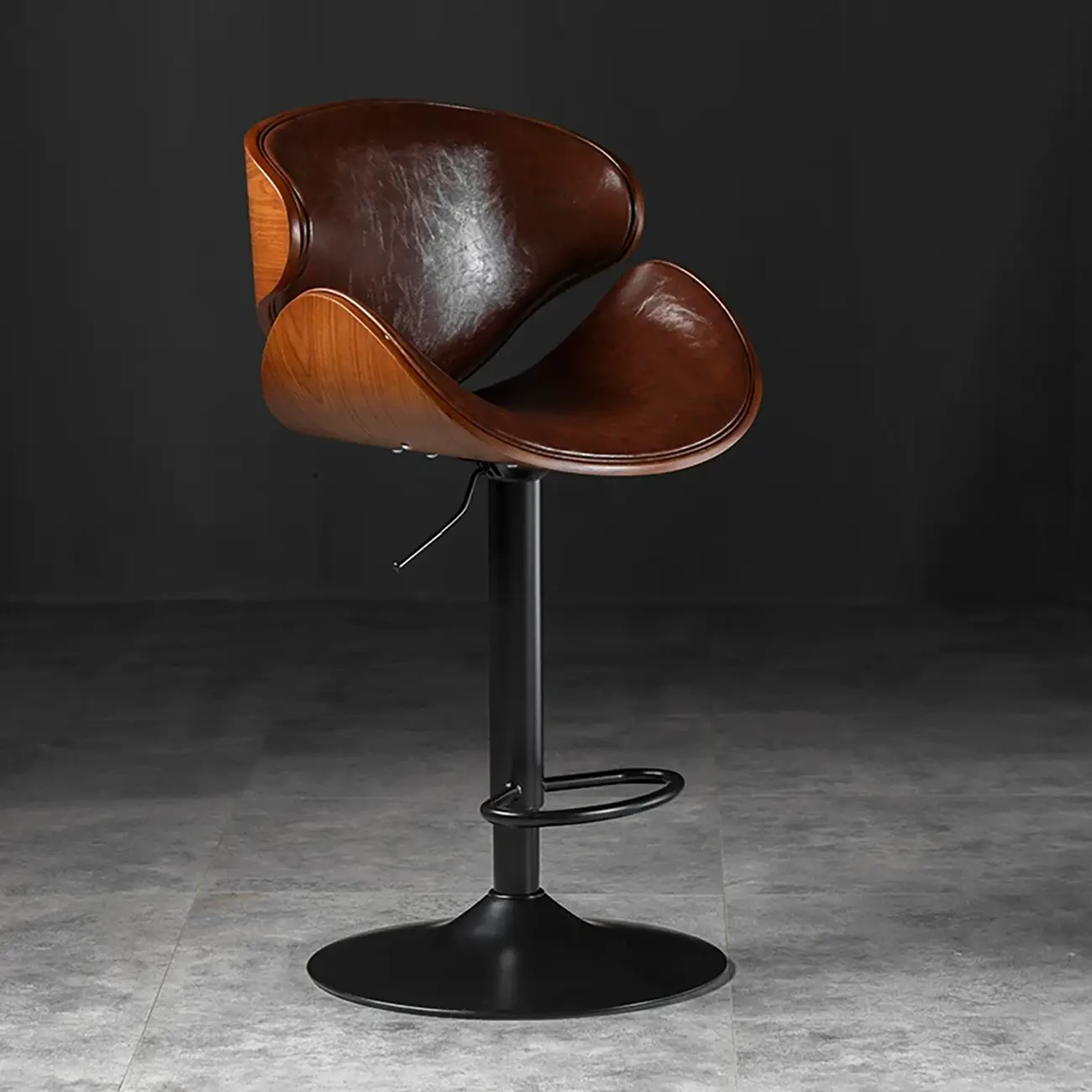 Modern Adjustable Leather Swivel Bar Stools with Backs Image - 23 | homeyfad