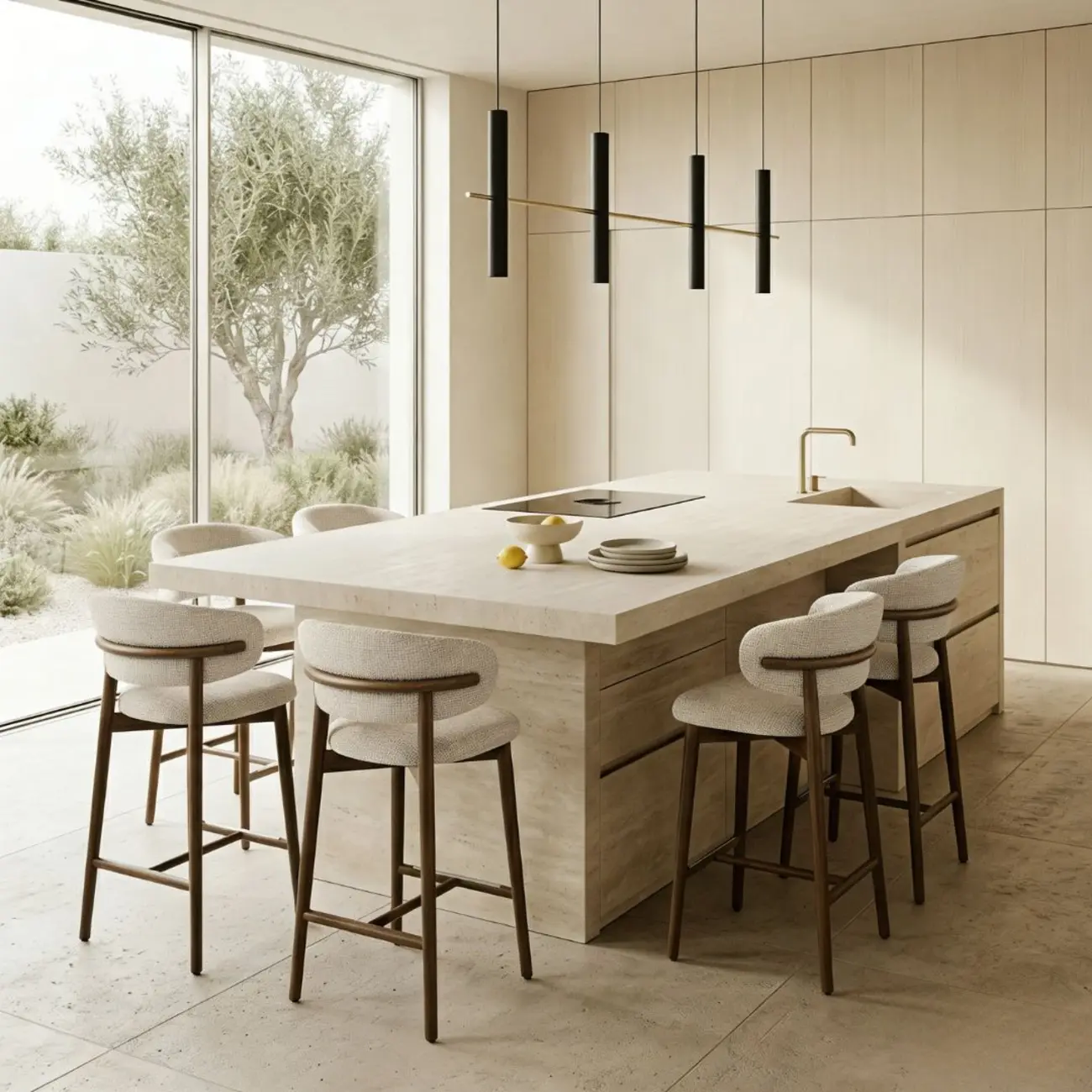 Modern Fabric Upholstered Counter Height Bar Stools Image - 2 | homeyfad