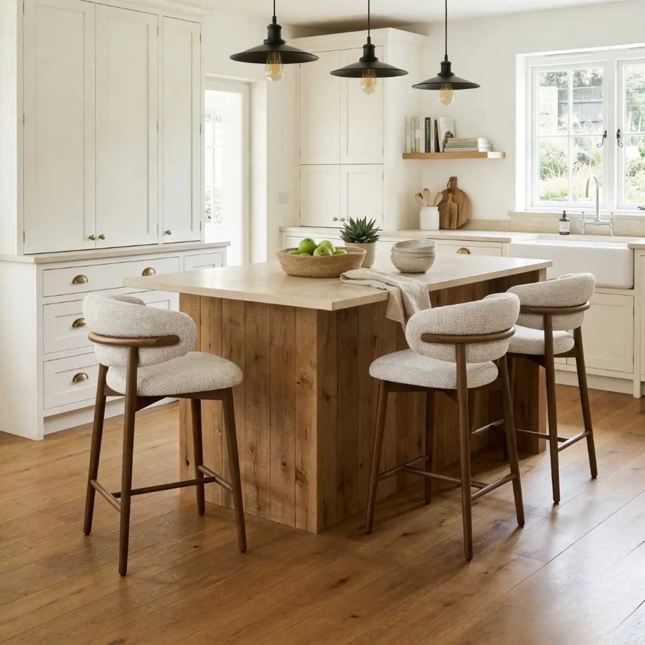 Modern Fabric Upholstered Counter Height Bar Stools Image - 3 | homeyfad