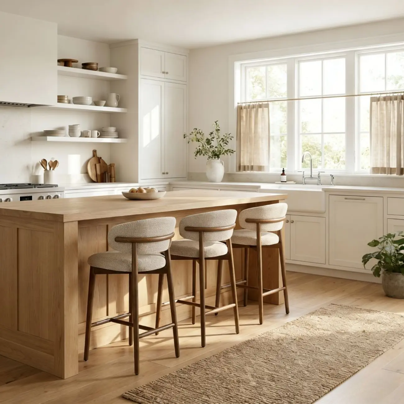 Modern Fabric Upholstered Counter Height Bar Stools Image - 1 | homeyfad