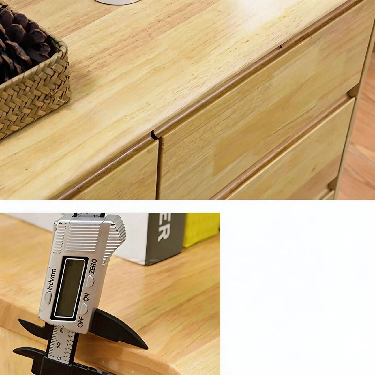 Simple Natural Rubberwood Low Multi-Drawer Dresser Image - 14 | homeyfad