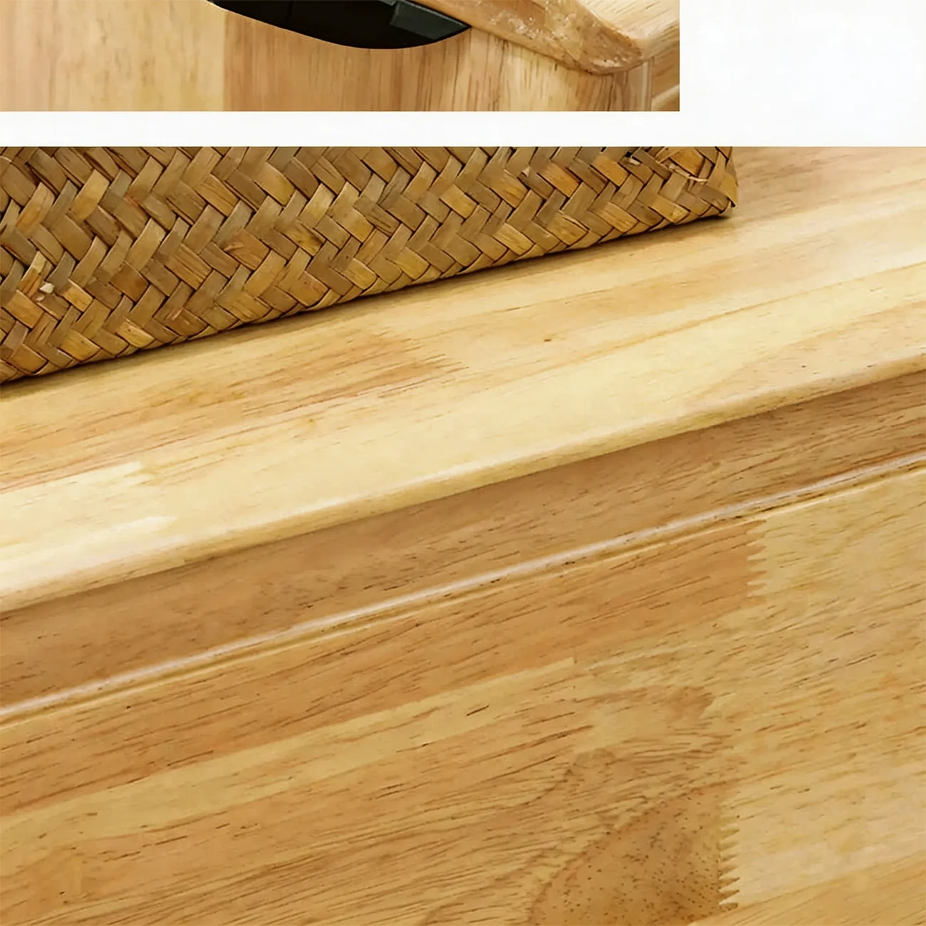Simple Natural Rubberwood Low Multi-Drawer Dresser Image - 13 | homeyfad