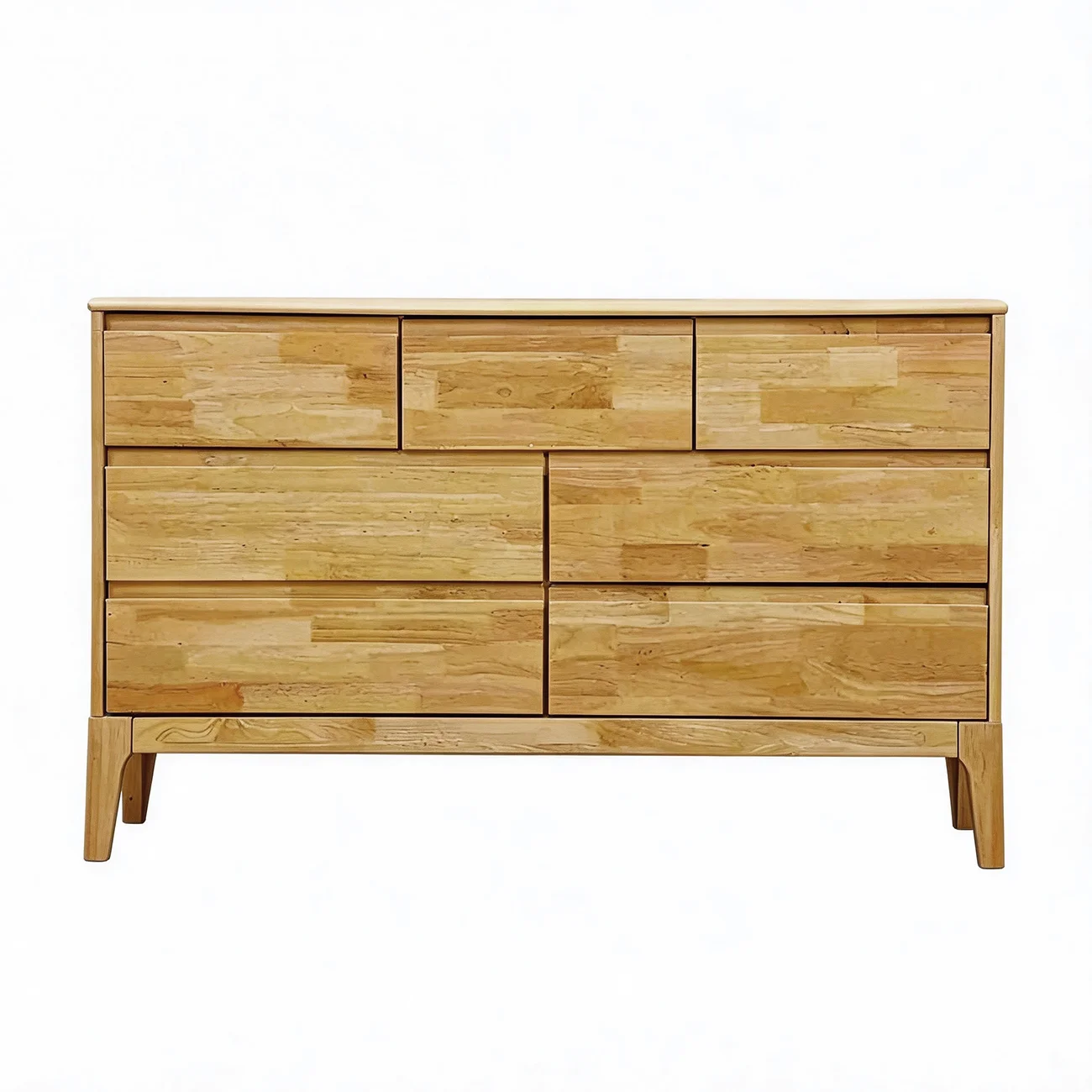 Simple Natural Rubberwood Low Multi-Drawer Dresser Image - 16 | homeyfad