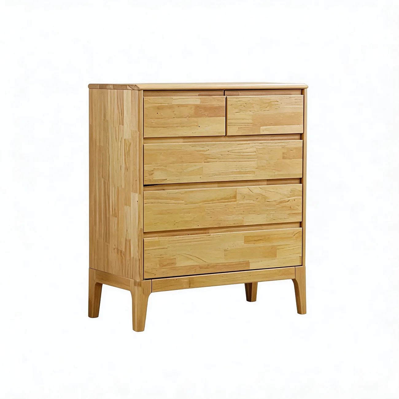 Simple Natural Rubberwood Low Multi-Drawer Dresser Image - 17 | homeyfad