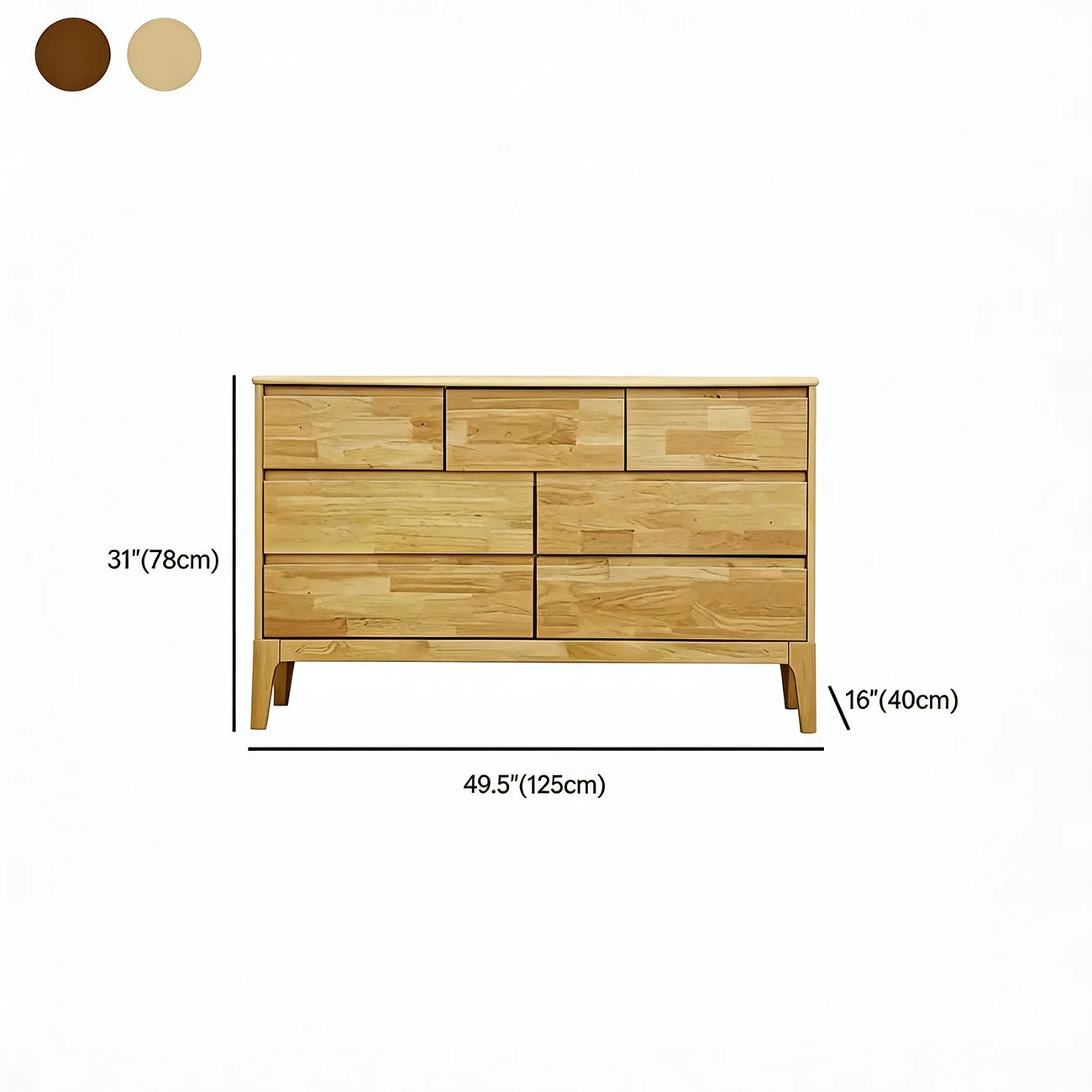 Simple Natural Rubberwood Low Multi-Drawer Dresser Image - 18 | homeyfad