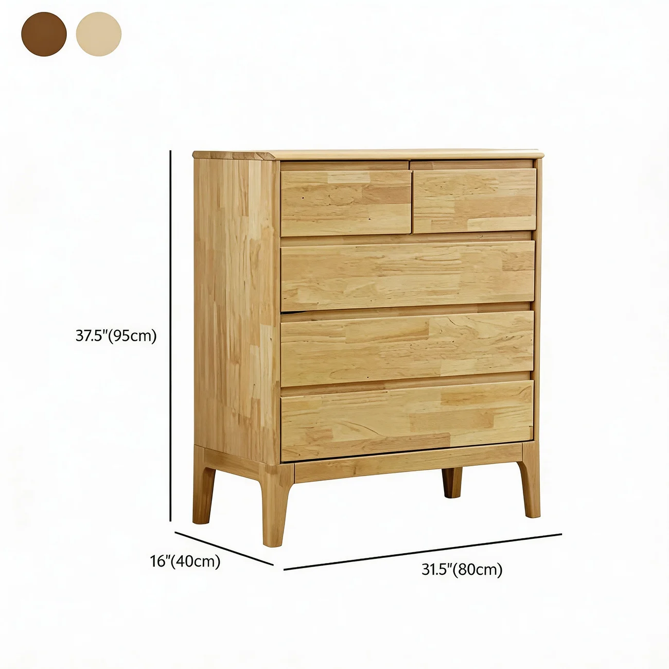 Simple Natural Rubberwood Low Multi-Drawer Dresser Image - 20 | homeyfad