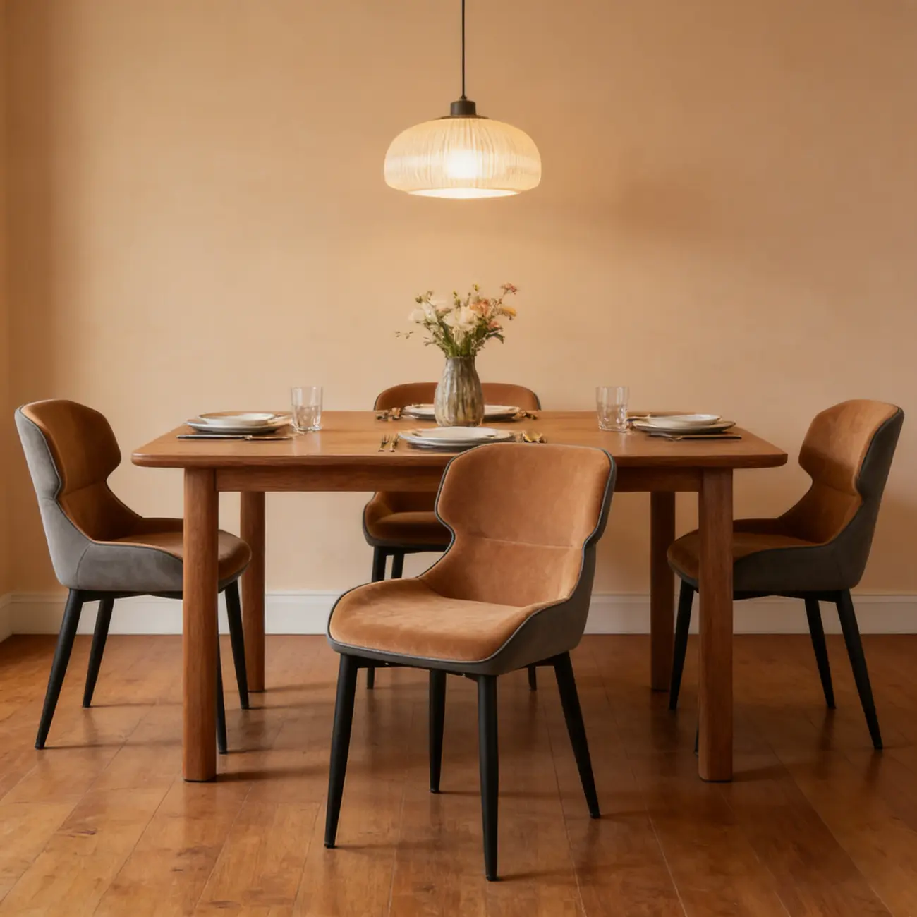 Scandinavian Leather Wingback Upholstered Dining Chair Image - 4 | homeyfad