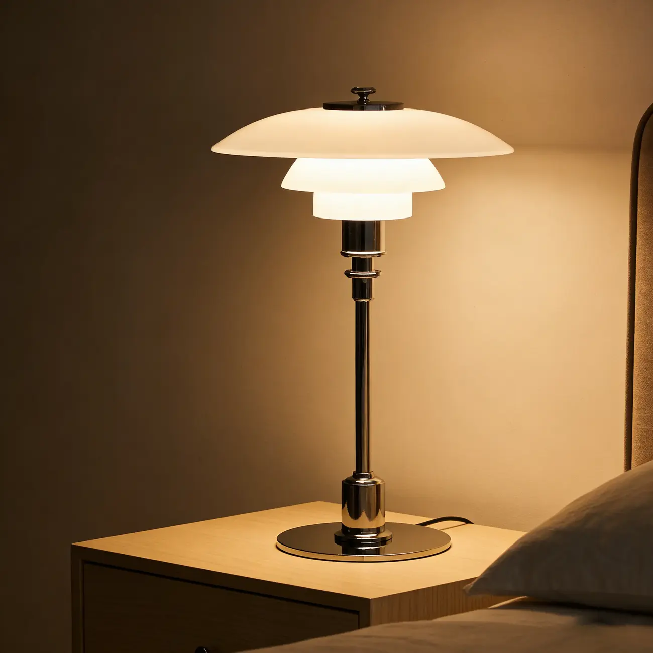 Modern White Glass Cone Table Lamp for Residential Image - 4 | homeyfad