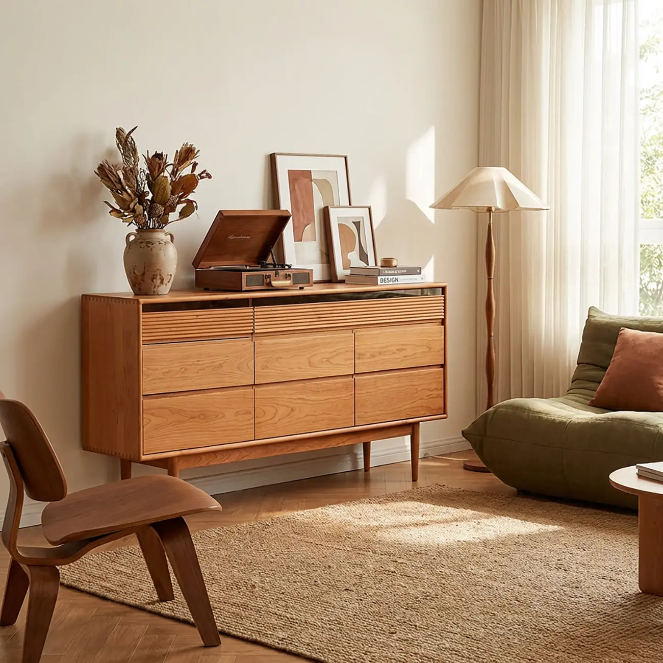 63" Scandinavian Natural Light Wood Dresser with 8-Drawers Image - 2 | homeyfad