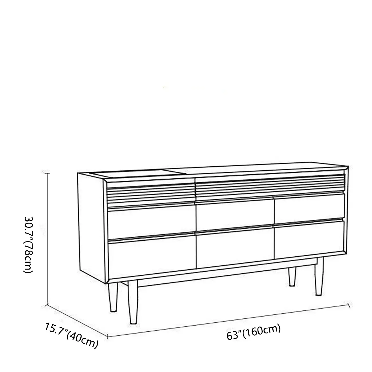 63" Scandinavian Natural Light Wood Dresser with 8-Drawers #size | homeyfad