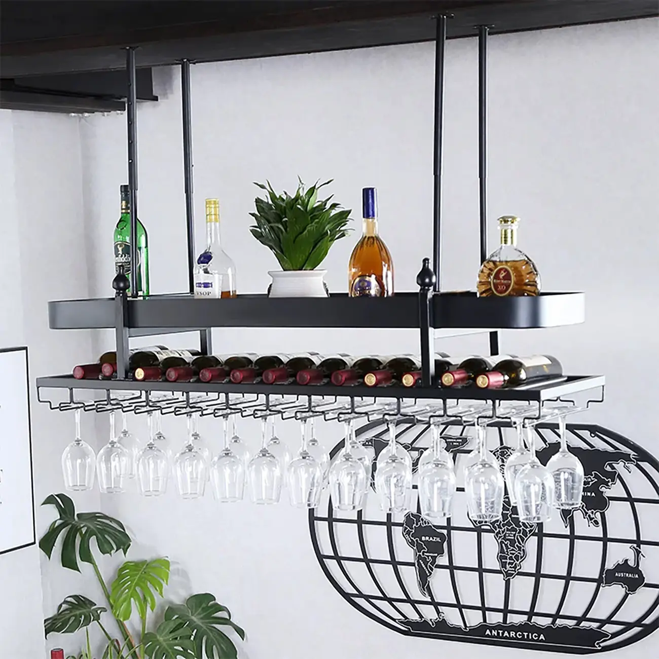 Wall-Mounted Metal Wine Rack Glam Gold Stylish Image - 4 | homeyfad