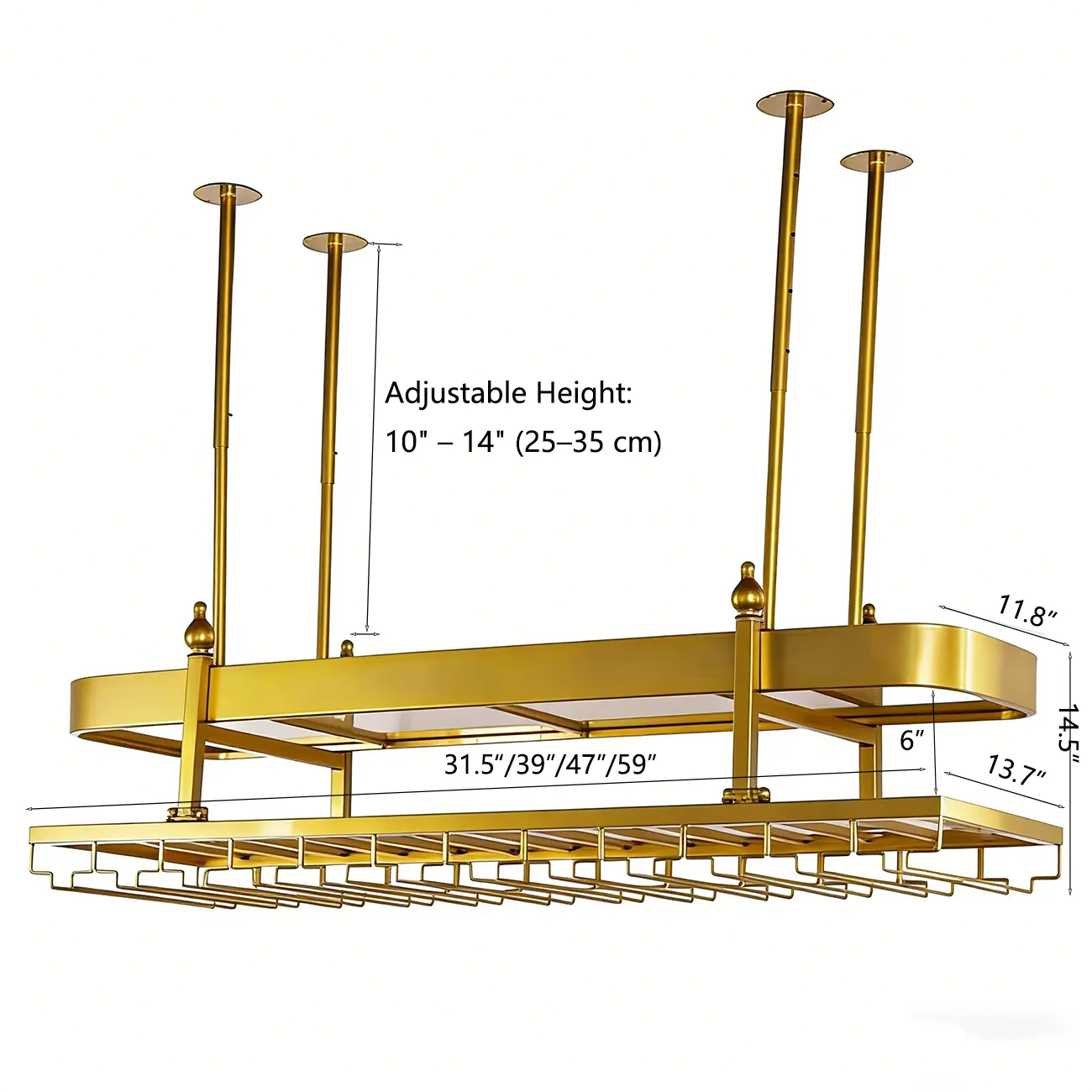 Wall-Mounted Metal Wine Rack Glam Gold Stylish Image - 8 | homeyfad