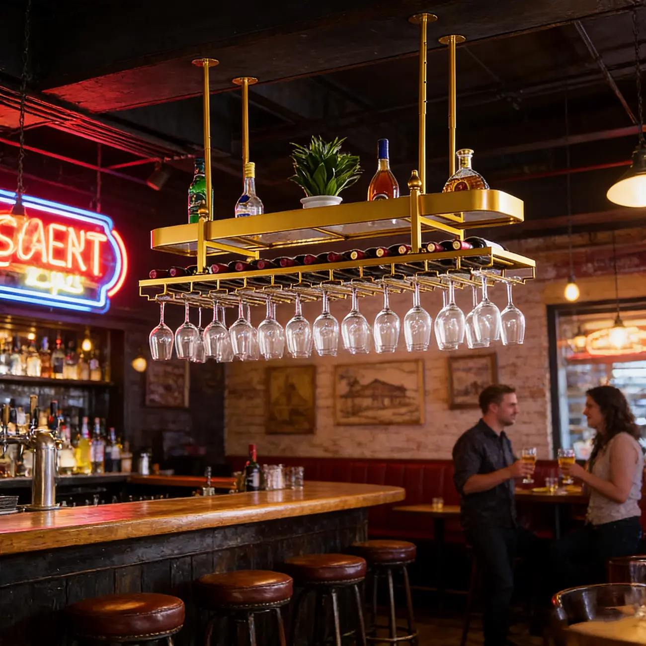 Wall-Mounted Metal Wine Rack Glam Gold Stylish Image - 2 | homeyfad