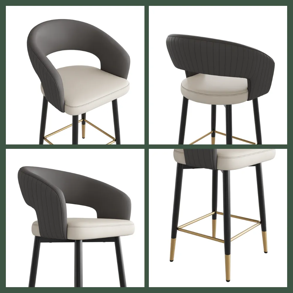 Modern Open Curved Back Upholstered Counter Height Bar Stools Image - 11 | homeyfad