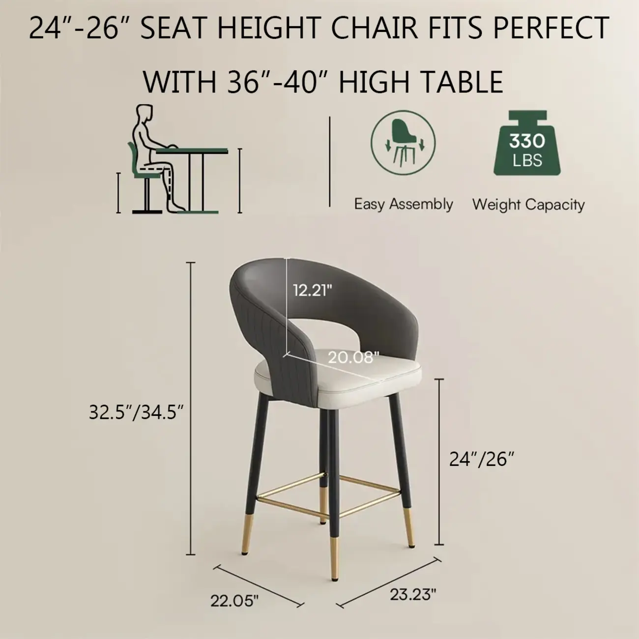 Modern Open Curved Back Upholstered Counter Height Bar Stools Image - 13 | homeyfad