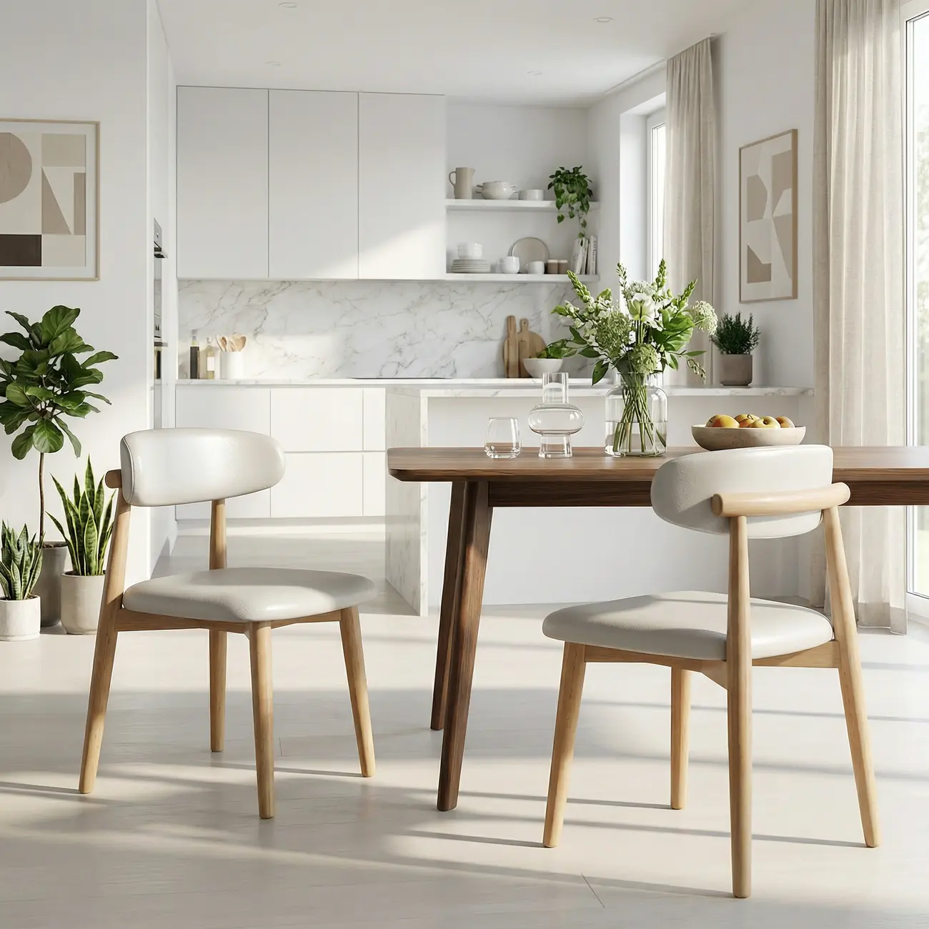 Mid-Century Modern Wooden Dining Chair Set of 2 Image - 7 | homeyfad