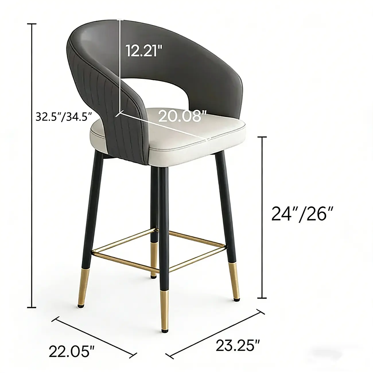 Modern Open Curved Back Upholstered Counter Height Bar Stools #size | homeyfad