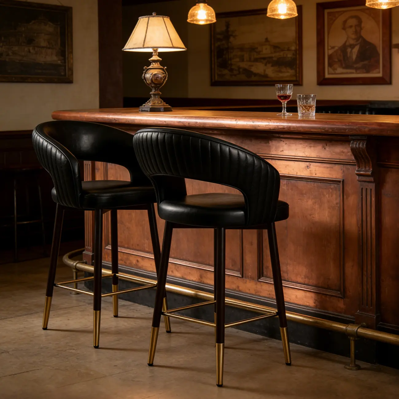 Modern Open Curved Back Upholstered Swivel Counter Height Bar Stools Image - 5 | homeyfad