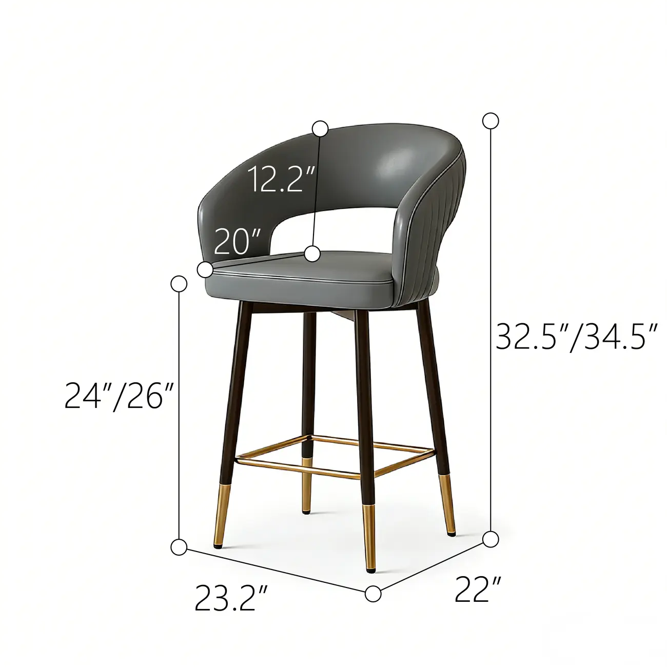 Modern Open Curved Back Upholstered Swivel Counter Height Bar Stools #size | homeyfad