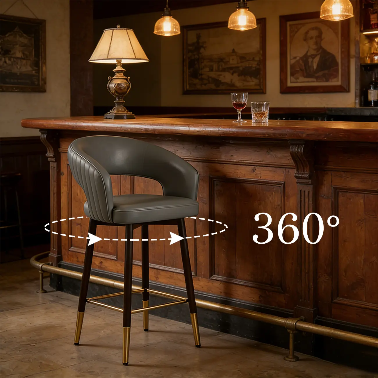 Modern Open Curved Back Upholstered Swivel Counter Height Bar Stools Image - 3 | homeyfad