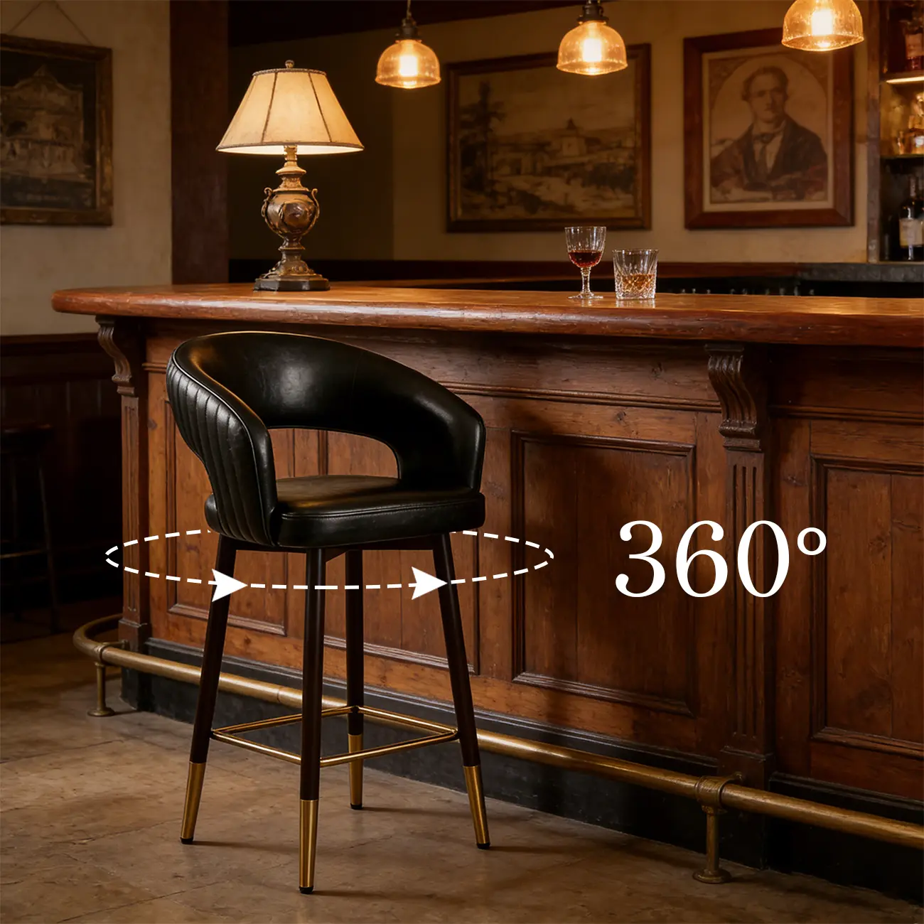 Modern Open Curved Back Upholstered Swivel Counter Height Bar Stools Image - 2 | homeyfad