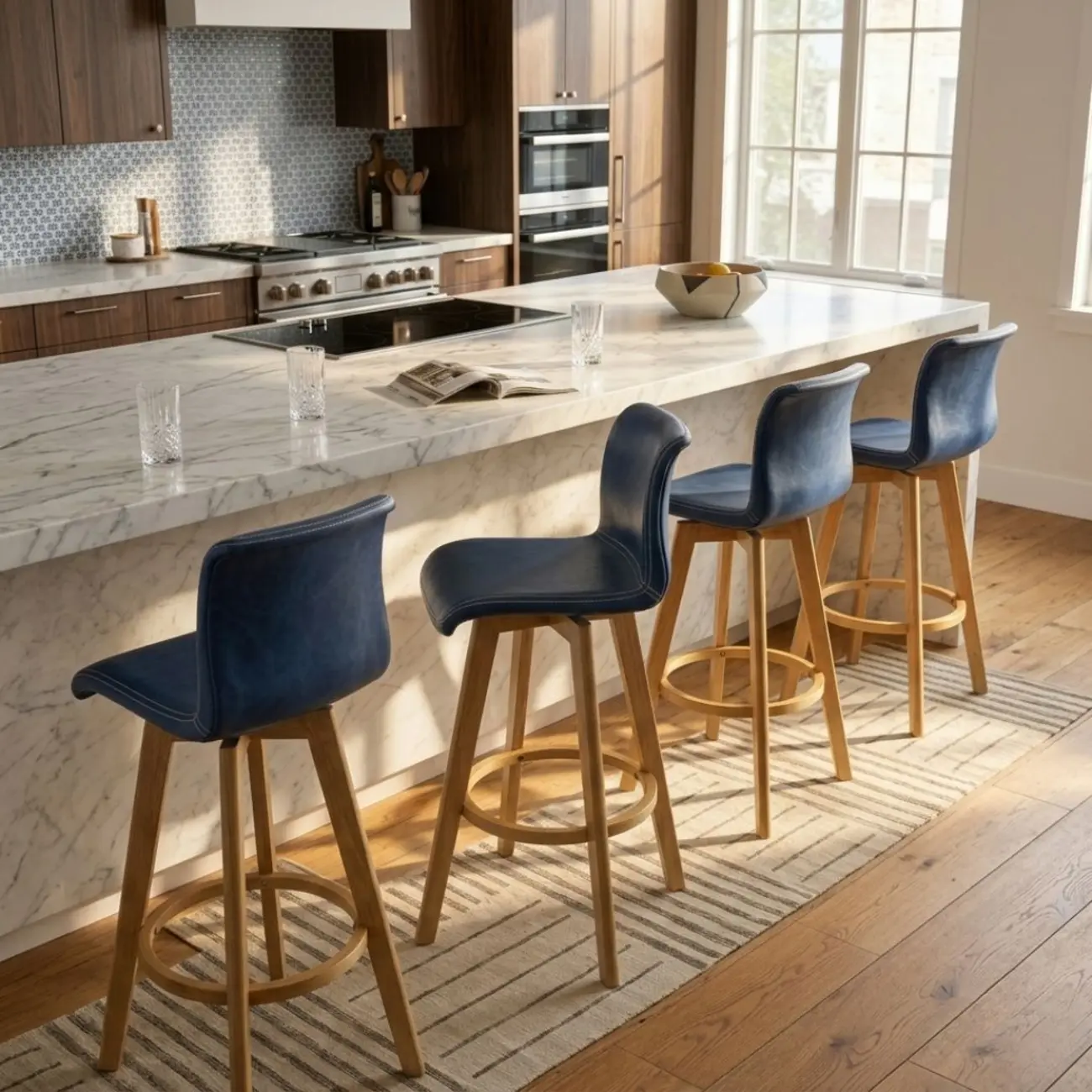 Mid-Century Distressed Leather Swivel Bar Stool with Back Image - 3 | homeyfad