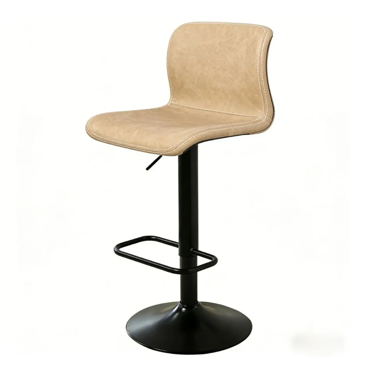Leather Low Back Adjustable Swivel Sleek Bar Stools Image - 26 | homeyfad