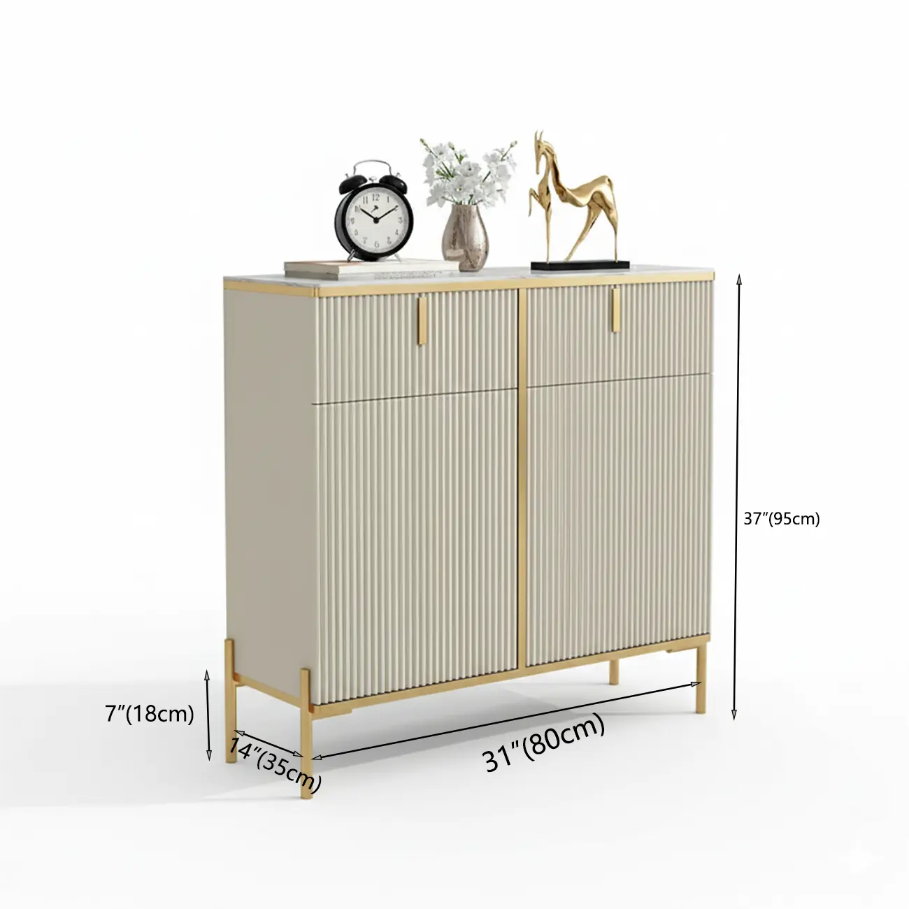 Glam Light Coffee Wood Entryway Shoe Cabinet Image - 15 | homeyfad