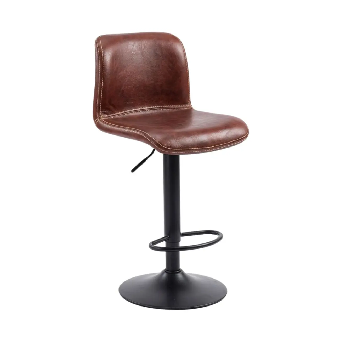 Leather Low Back Adjustable Swivel Sleek Bar Stools Image - 28 | homeyfad