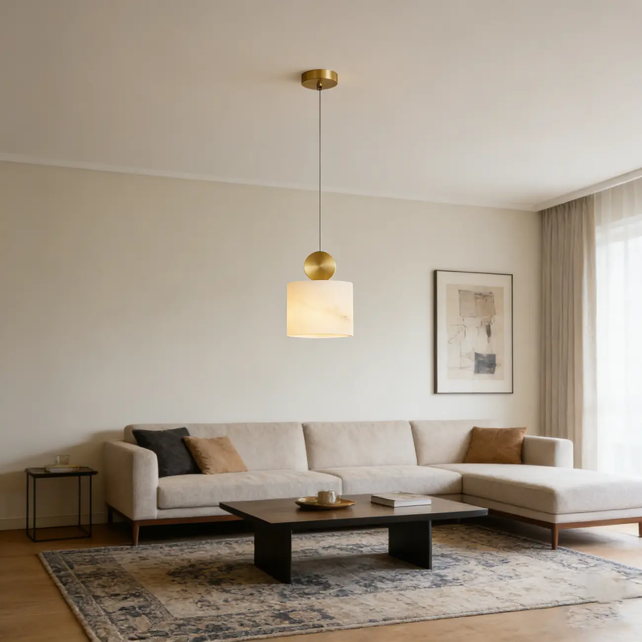 Modern Conical Alabaster White Bedroom Pendant Light Image - 2 | homeyfad