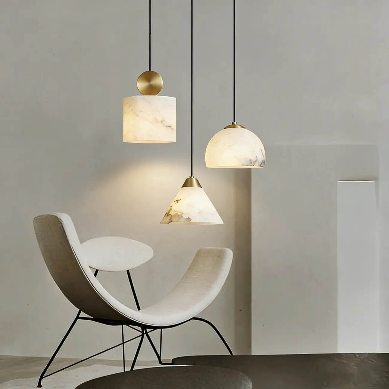 Modern Conical Alabaster White Bedroom Pendant Light Image - 3 | homeyfad