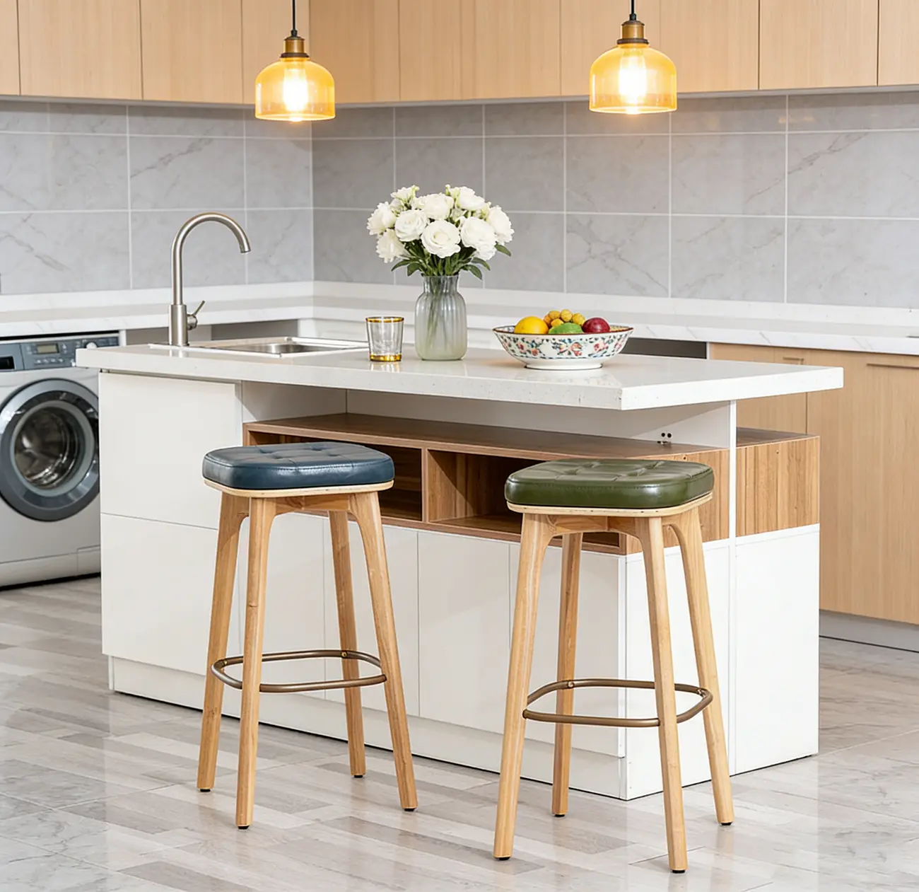 30 Inch Modern Leather Backless Bar Stools Image - 1 | homeyfad