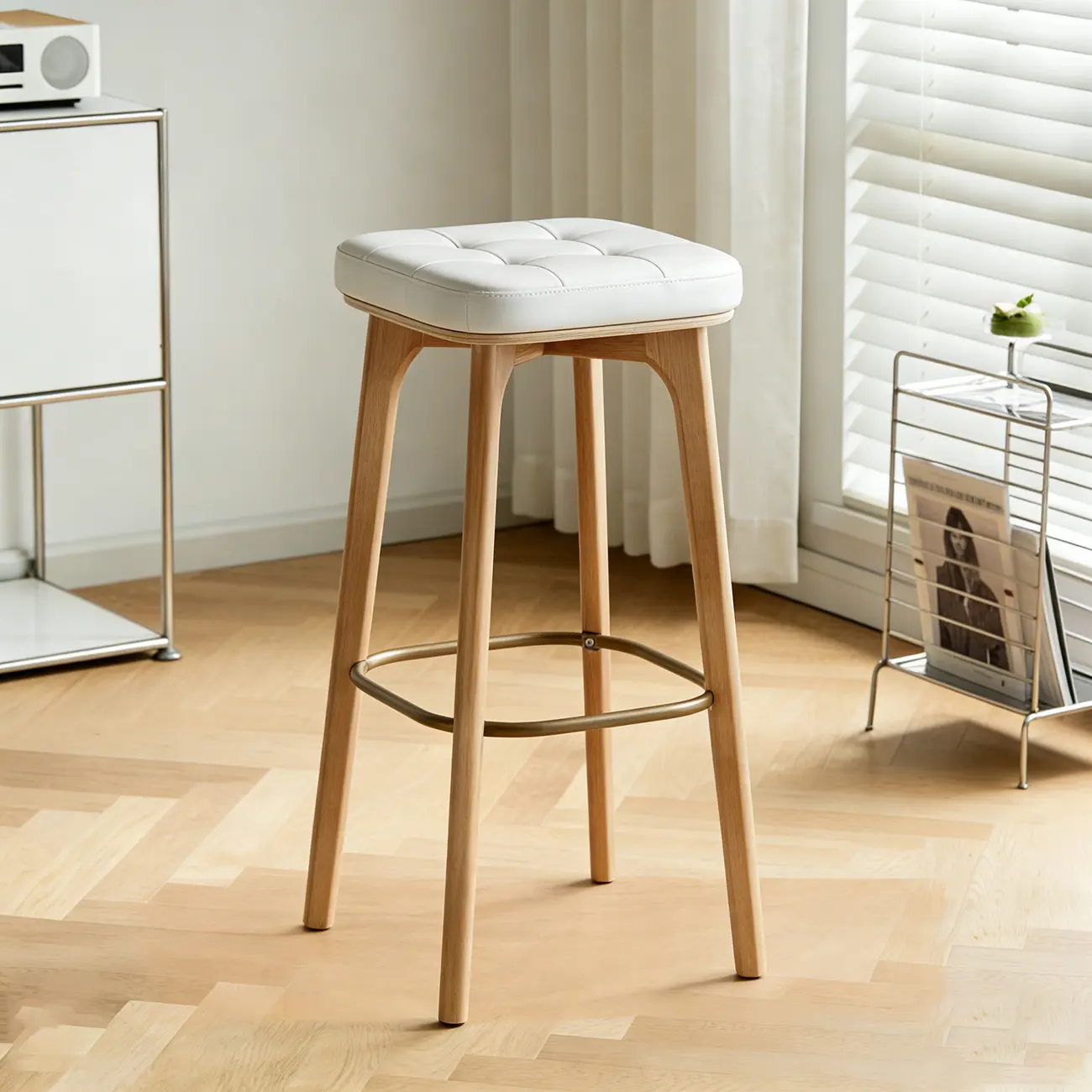 30 Inch Modern Leather Backless Bar Stools Image - 3 | homeyfad