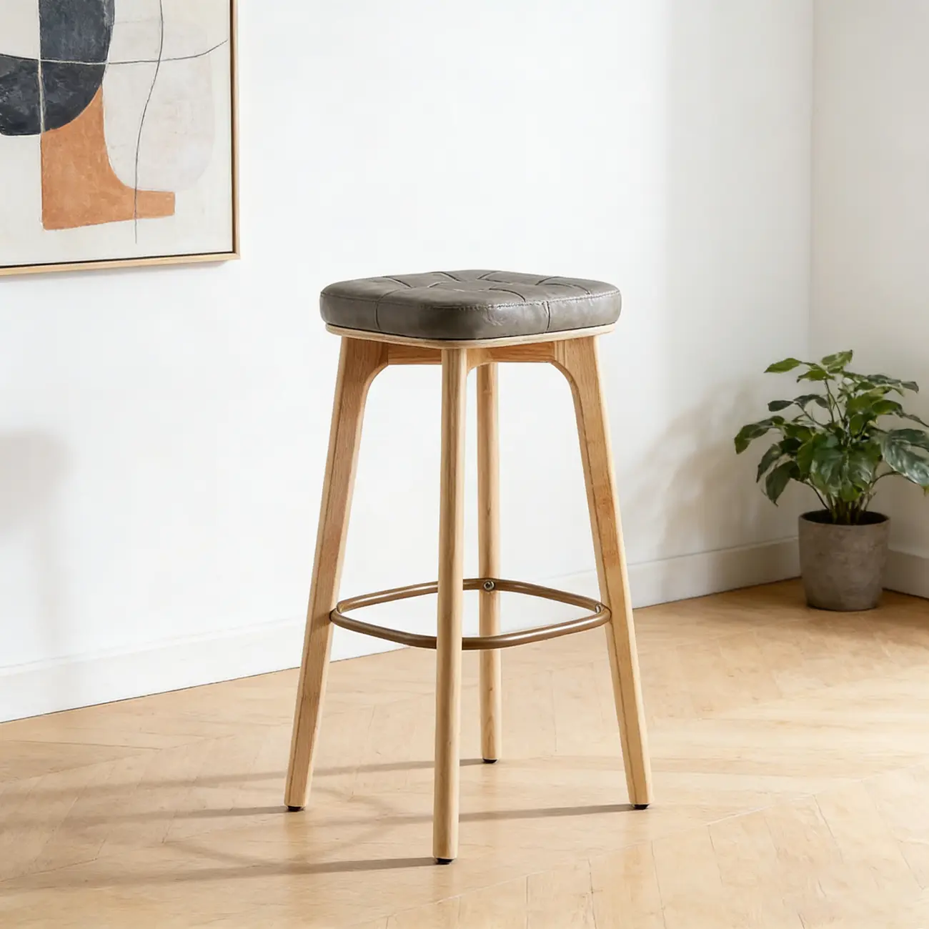 30 Inch Modern Leather Backless Bar Stools Image - 4 | homeyfad